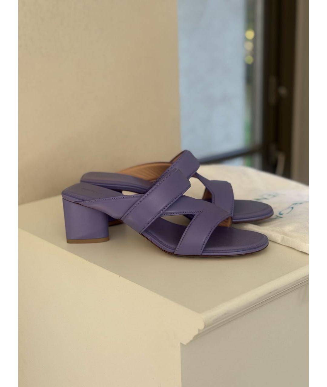 BOTTEGA VENETA Фиолетовые кожаные мюли, фото 5