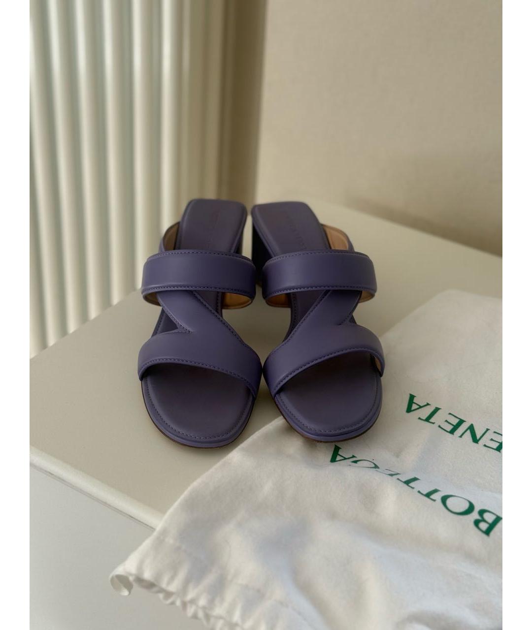 BOTTEGA VENETA Фиолетовые кожаные мюли, фото 2