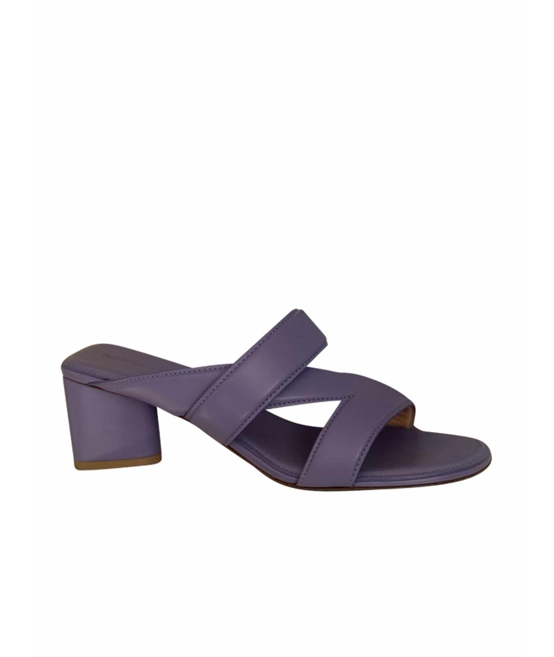 BOTTEGA VENETA Фиолетовые кожаные мюли, фото 1