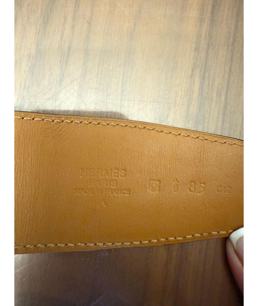 HERMES Бордовый кожаный ремень, фото 6
