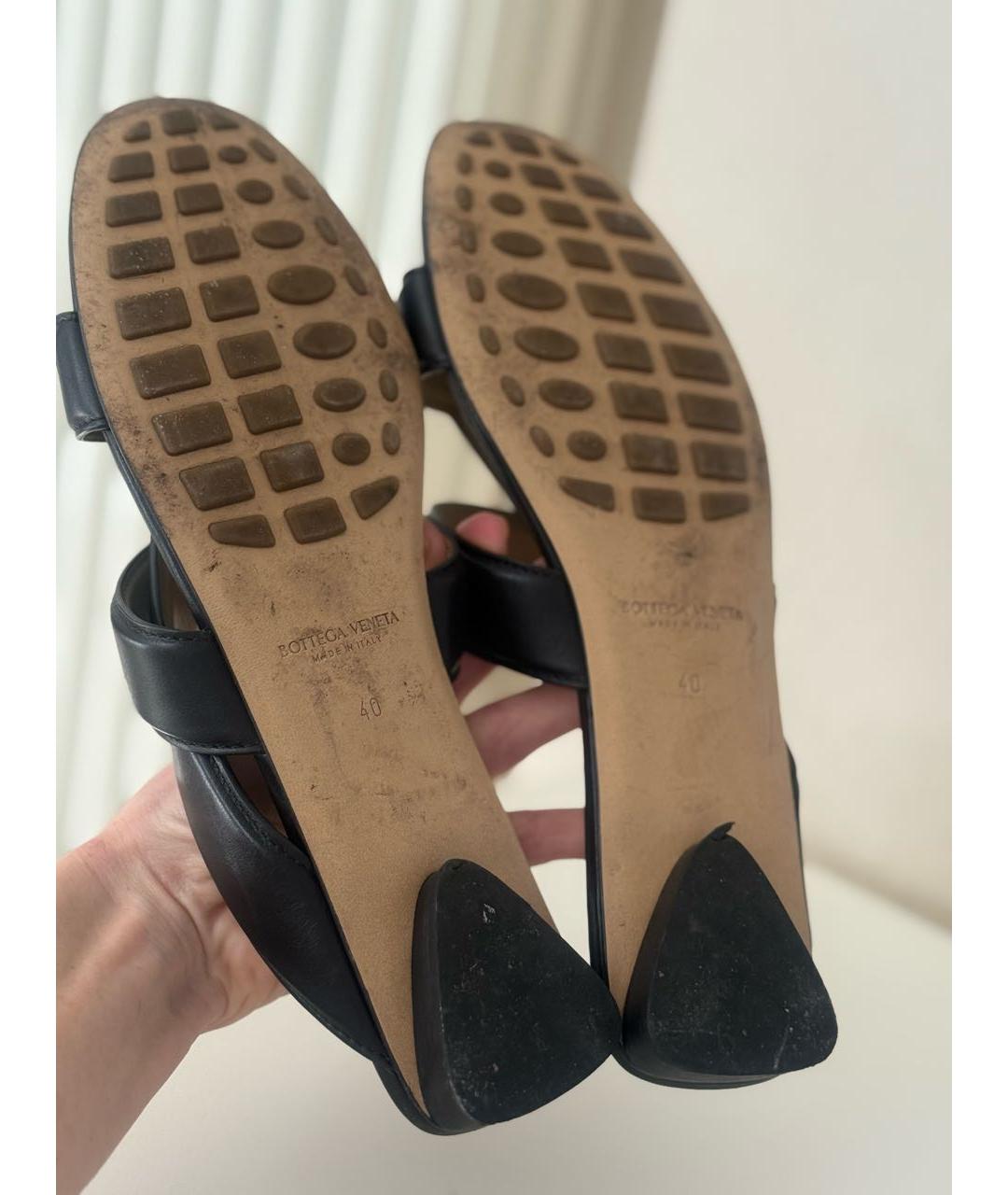 BOTTEGA VENETA Черные кожаные шлепанцы, фото 4