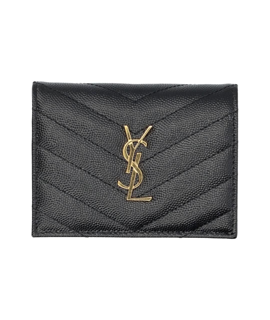 SAINT LAURENT Черный кожаный кардхолдер, фото 1