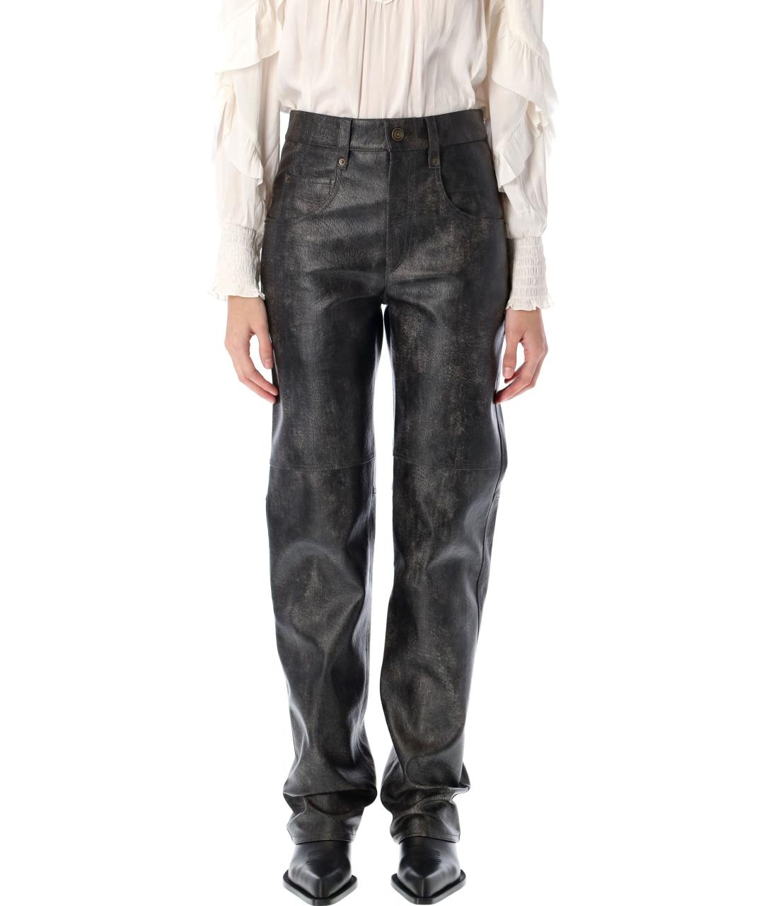 ISABEL MARANT ETOILE Черные полиэстеровые прямые брюки, фото 2