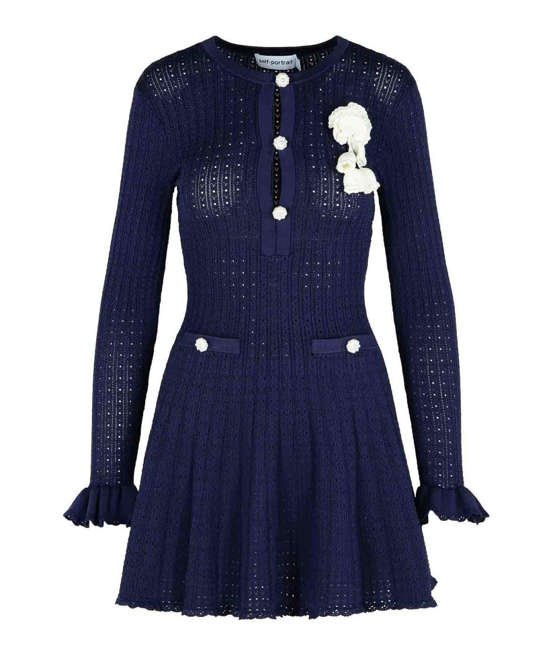 SELF-PORTRAIT Синее вискозное повседневное платье, фото 1