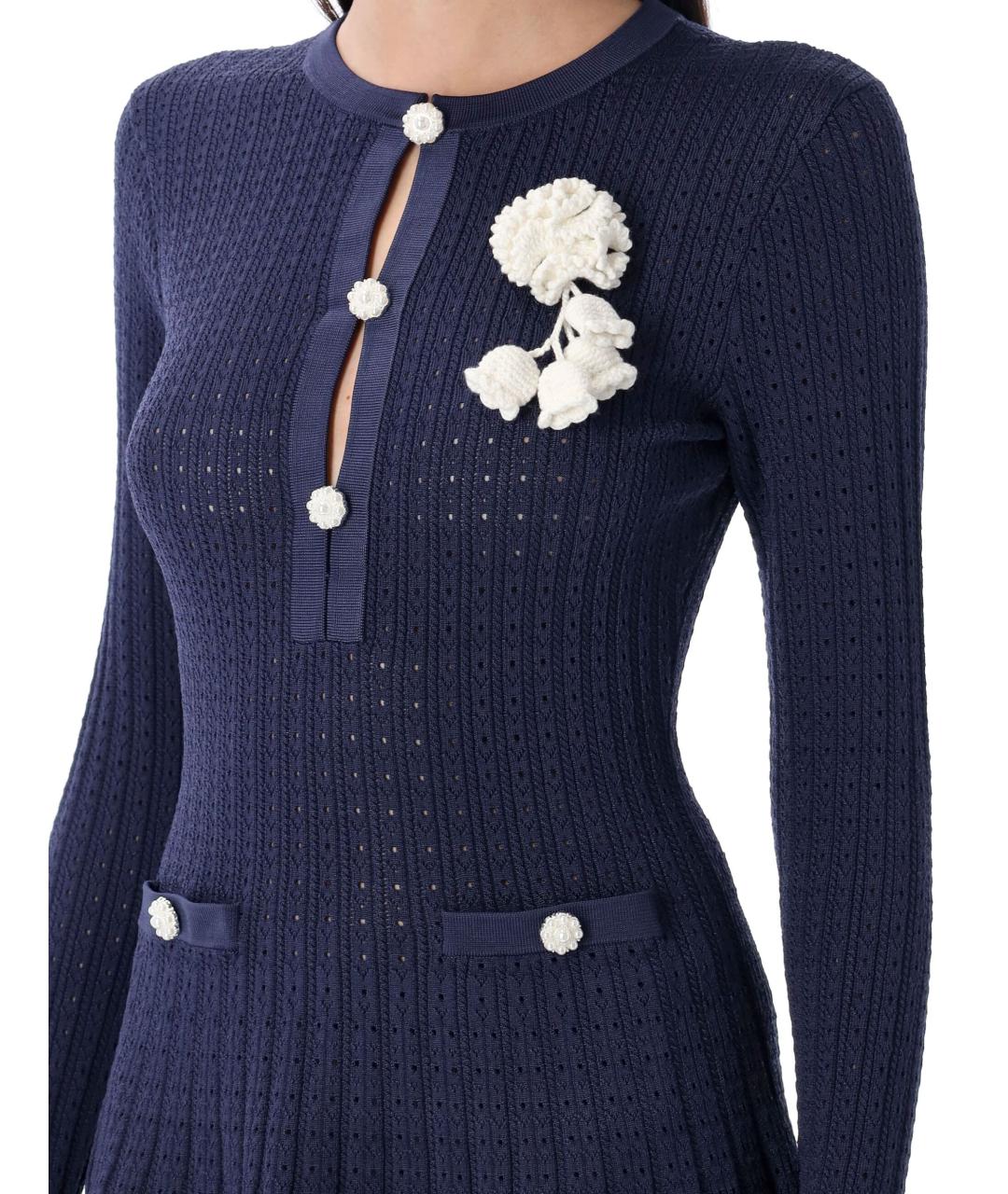 SELF-PORTRAIT Синее вискозное повседневное платье, фото 4