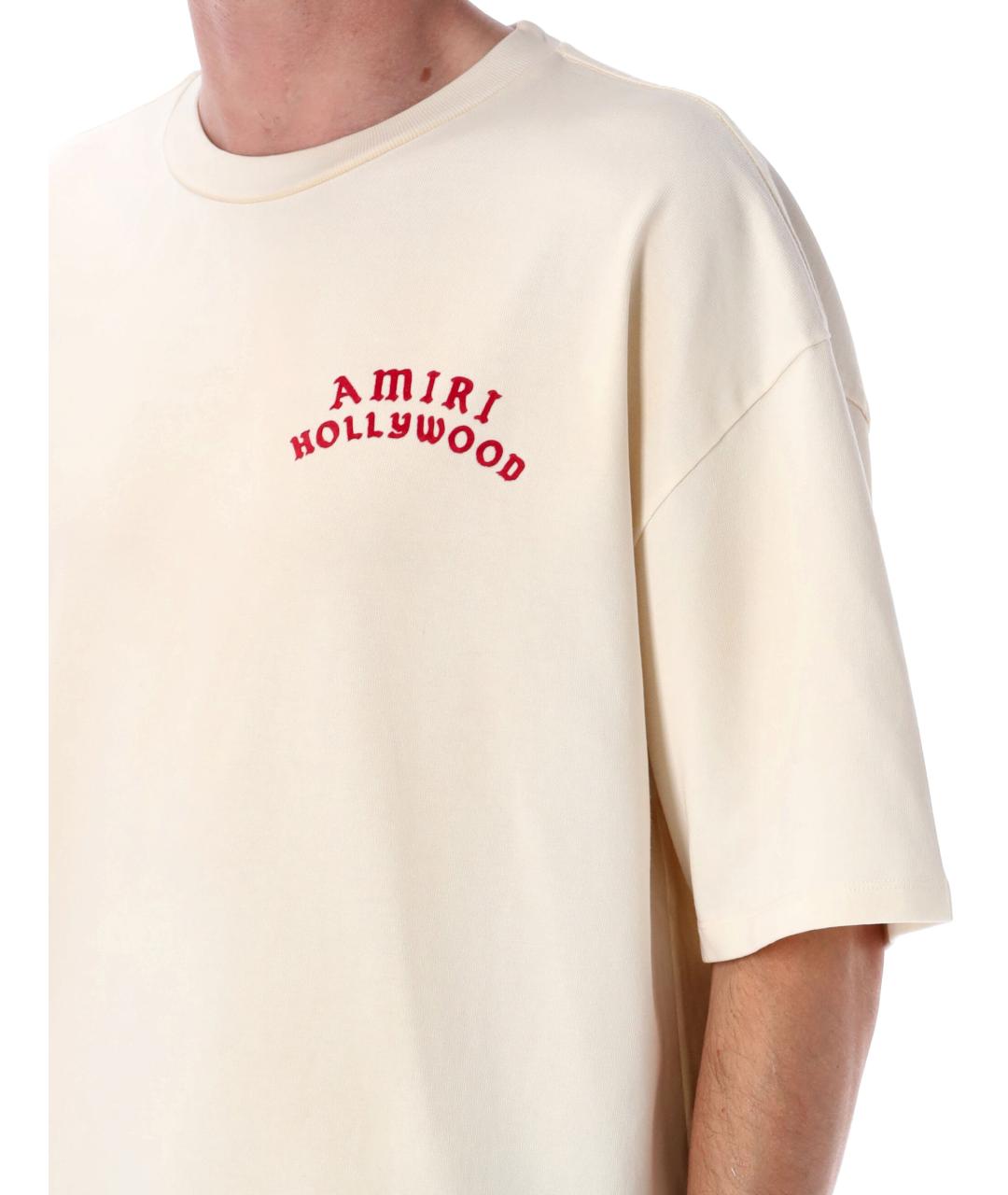 AMIRI Бежевая хлопковая футболка, фото 4