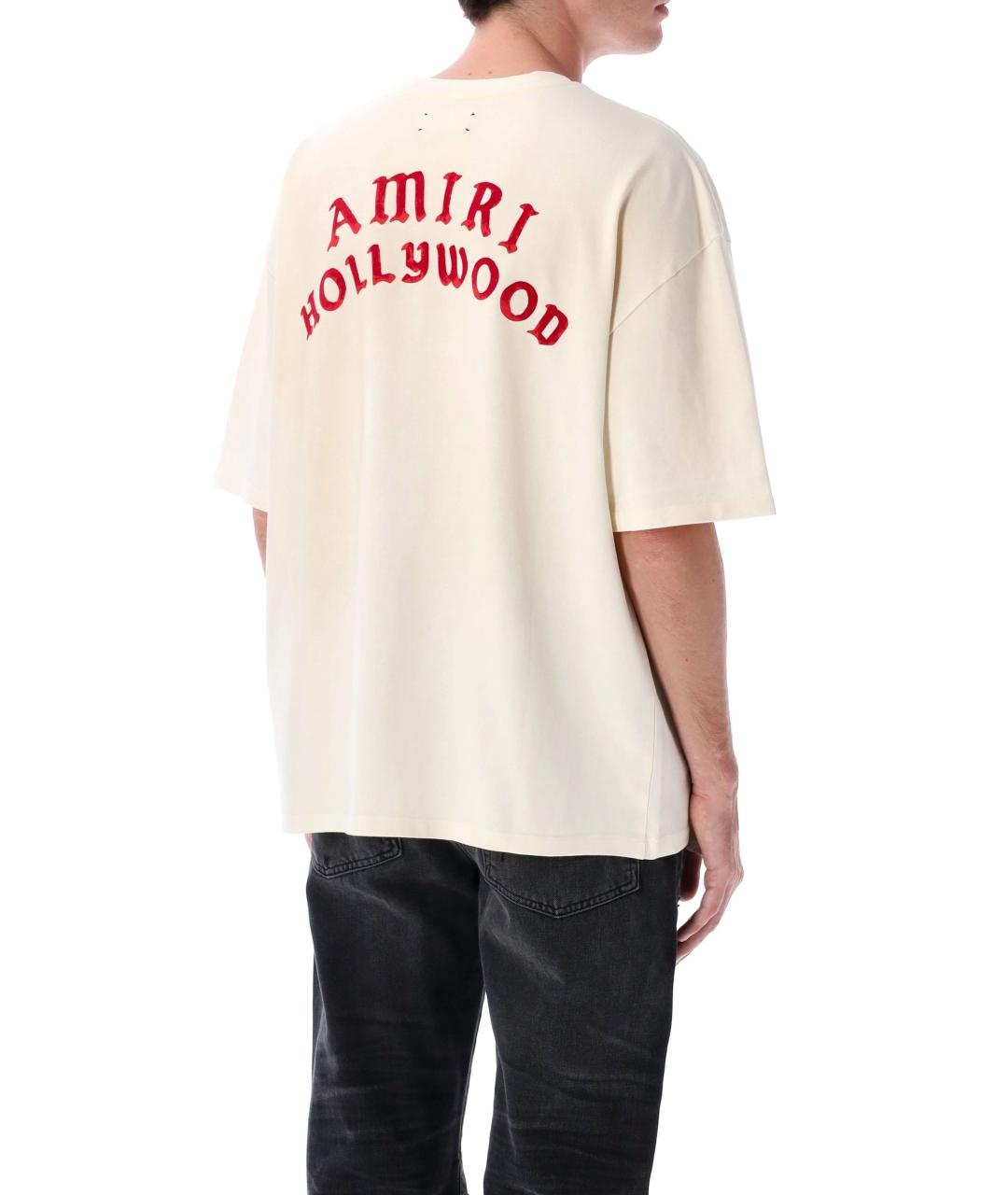AMIRI Бежевая хлопковая футболка, фото 3