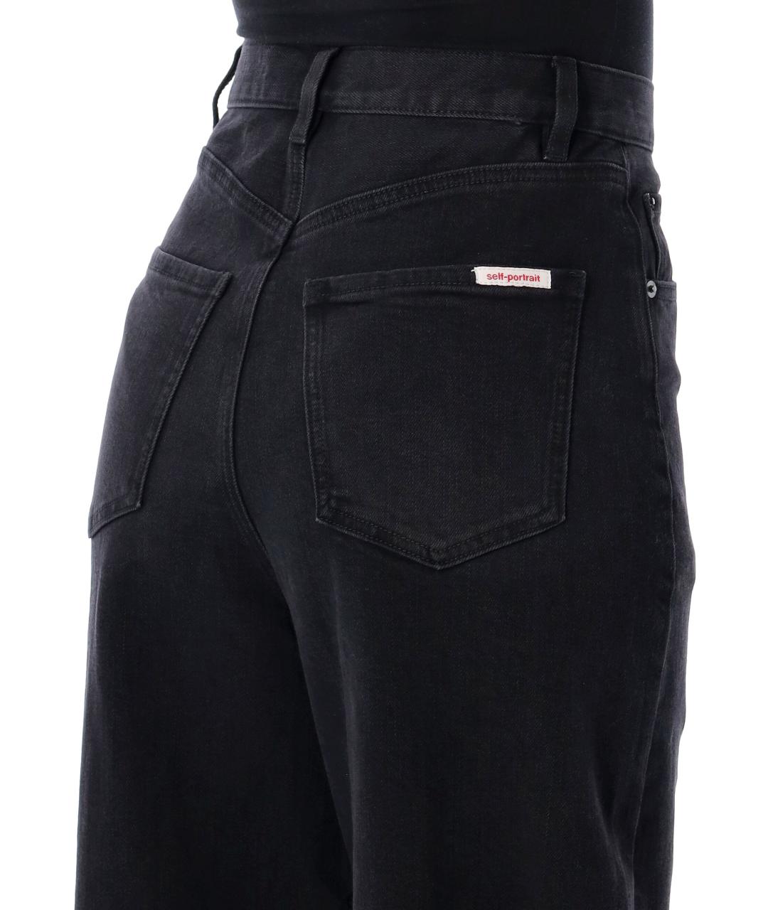 SELF-PORTRAIT Черные хлопковые прямые джинсы, фото 3