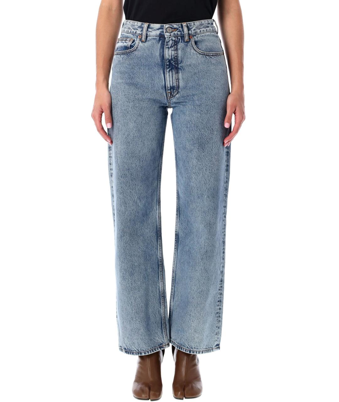 MM6 MAISON MARGIELA Синие хлопковые прямые джинсы, фото 4