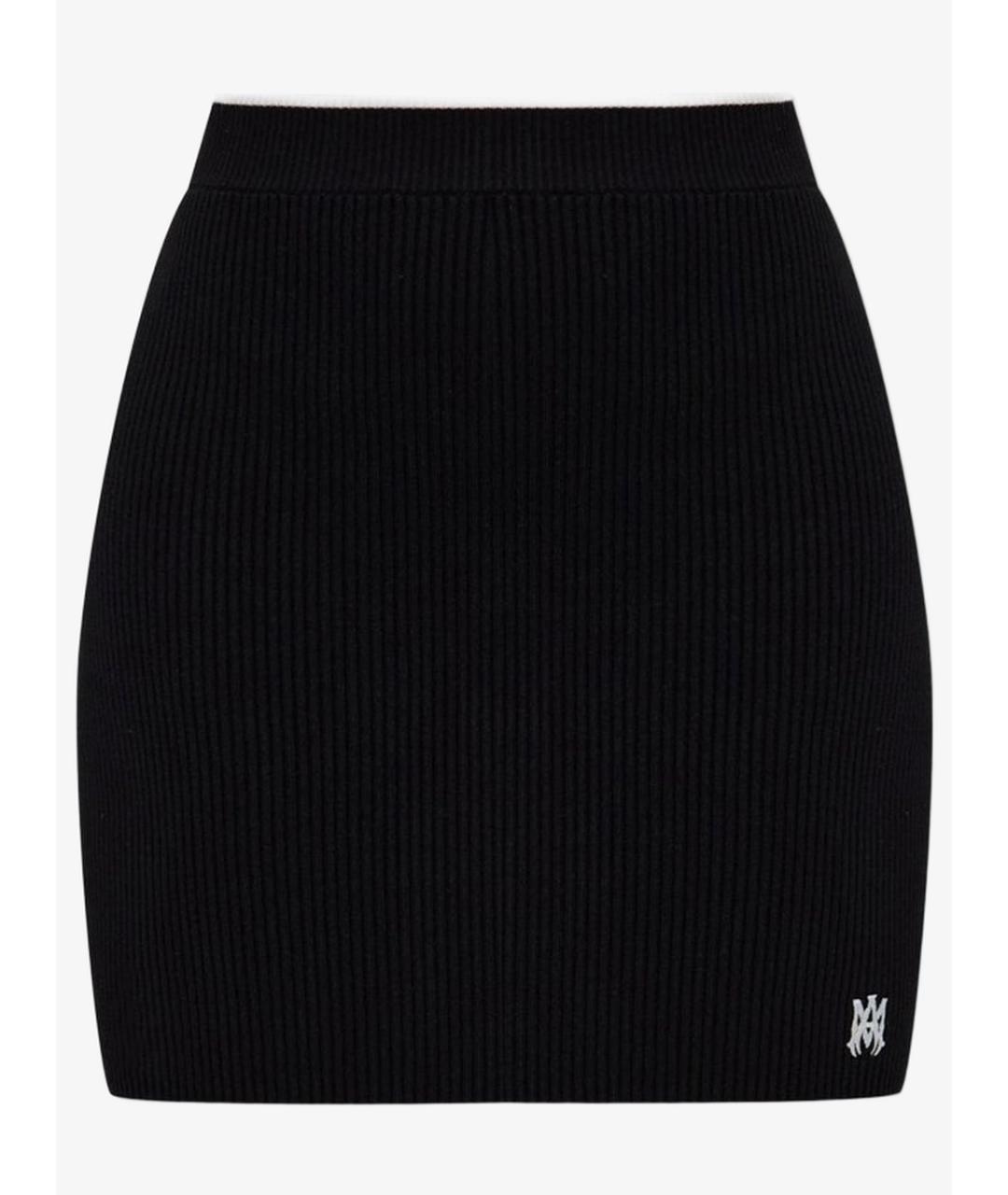 AMIRI Черная вискозная юбка мини, фото 1