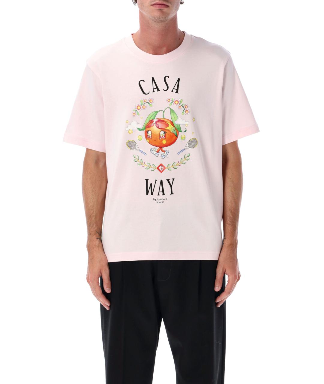 CASABLANCA Розовая хлопковая футболка, фото 2
