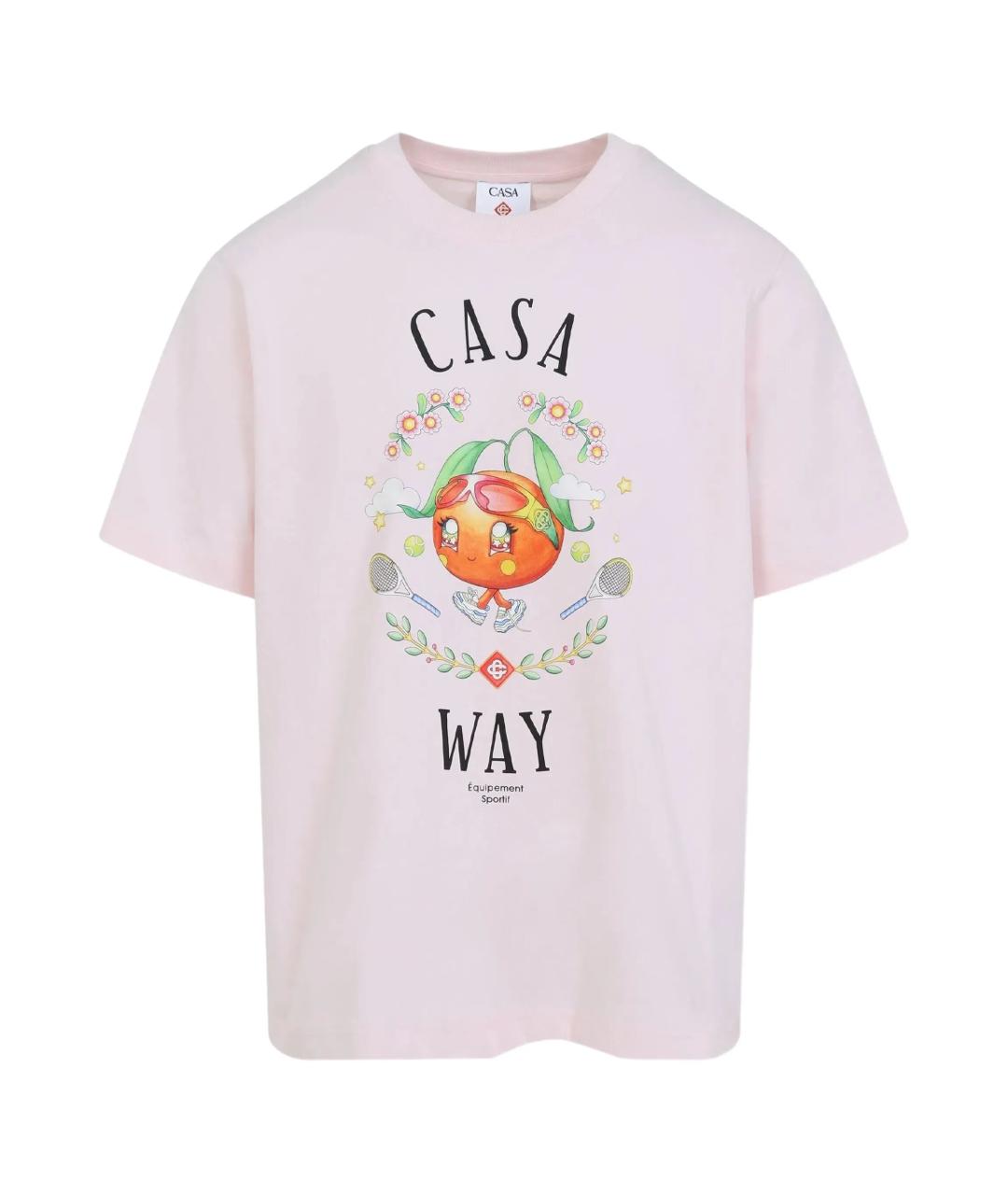 CASABLANCA Розовая хлопковая футболка, фото 1