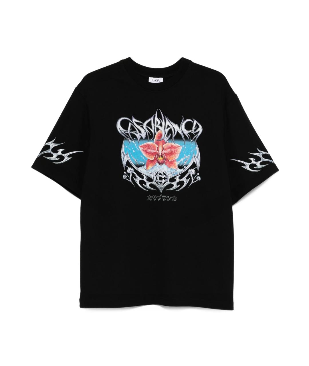 CASABLANCA Черная хлопковая футболка, фото 1