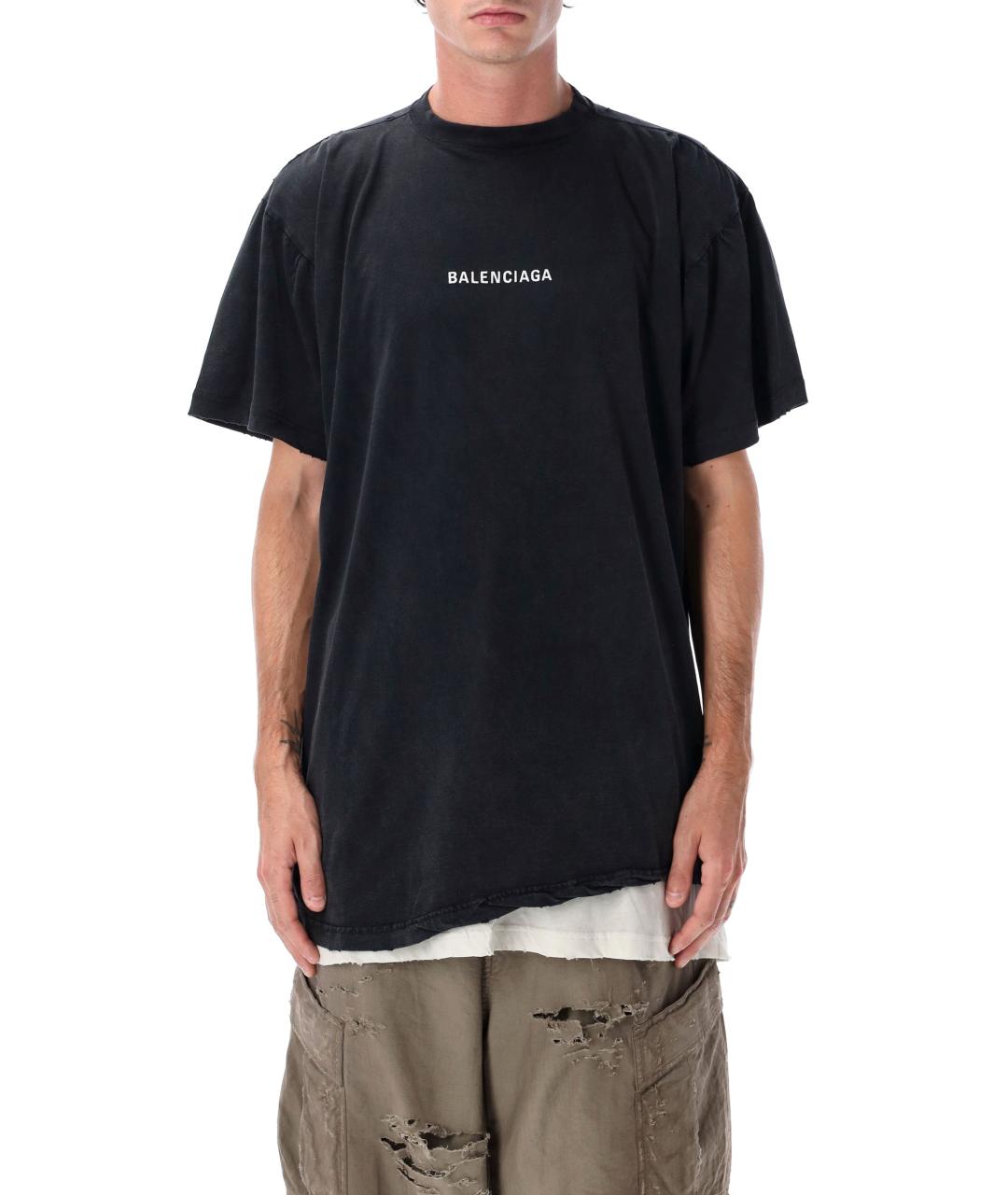 BALENCIAGA Черная хлопковая футболка, фото 6