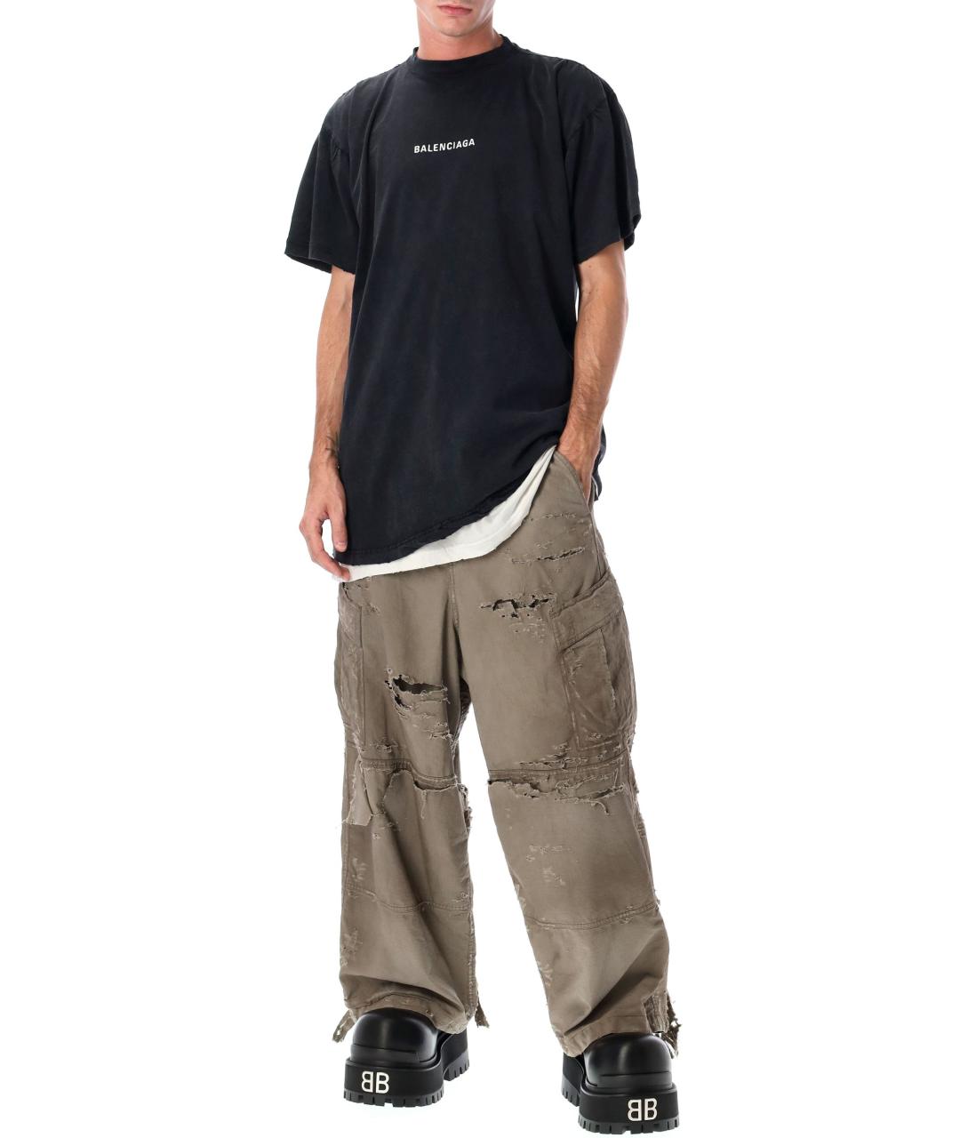 BALENCIAGA Черная хлопковая футболка, фото 2