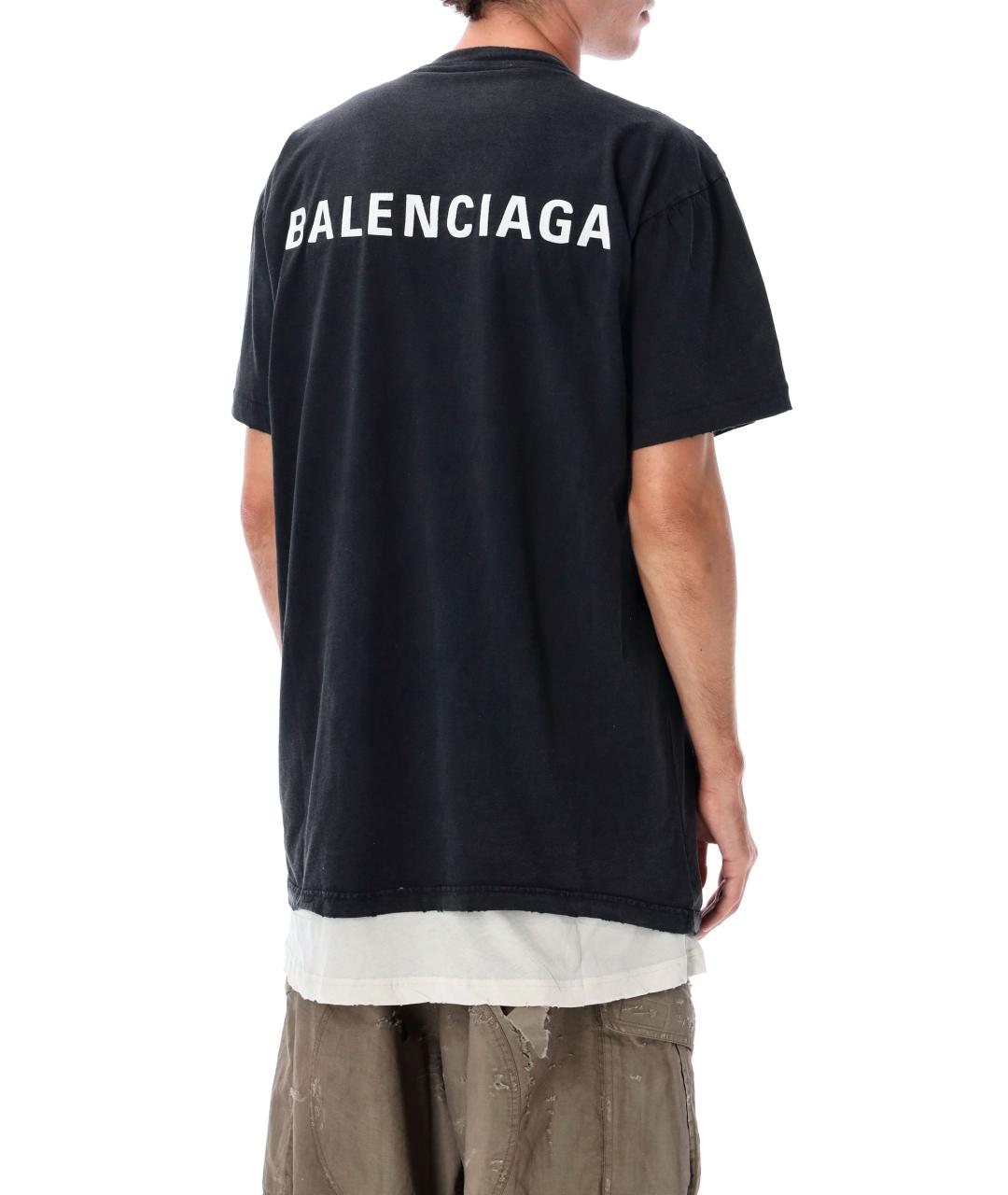 BALENCIAGA Черная хлопковая футболка, фото 5