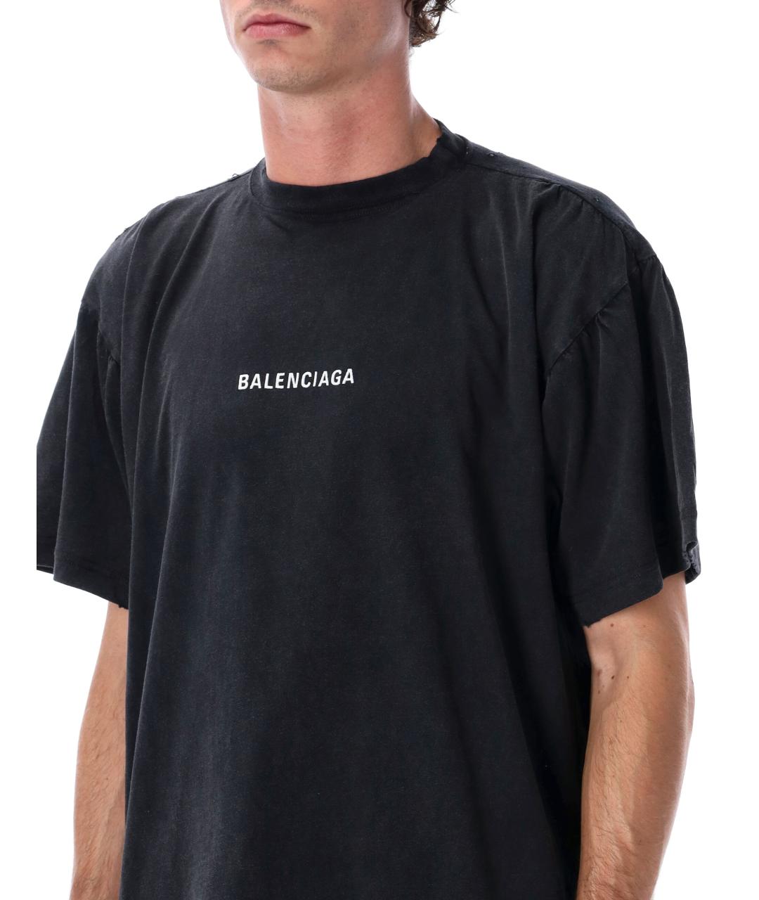 BALENCIAGA Черная хлопковая футболка, фото 3