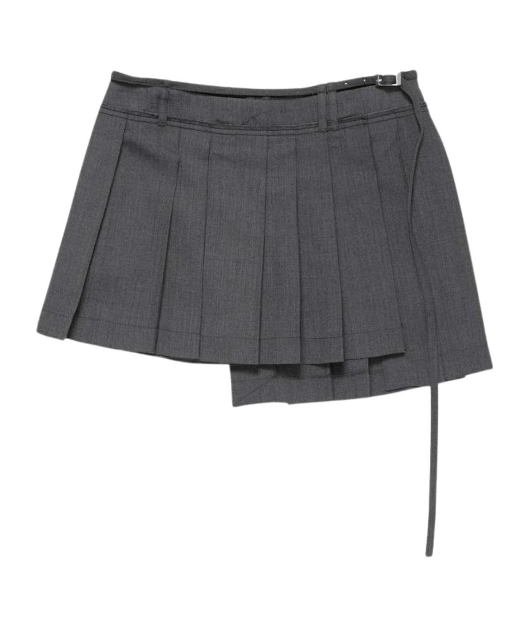 ACNE STUDIOS Серая полиэстеровая юбка мини, фото 1