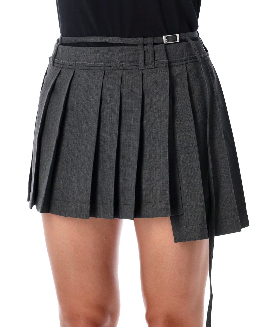 ACNE STUDIOS Серая полиэстеровая юбка мини, фото 3