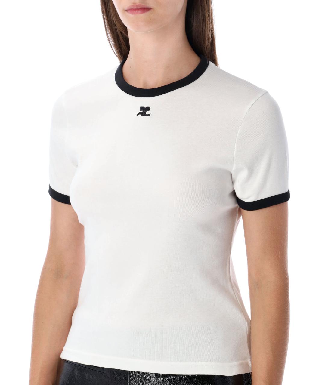 COURREGES Белая хлопковая футболка, фото 3