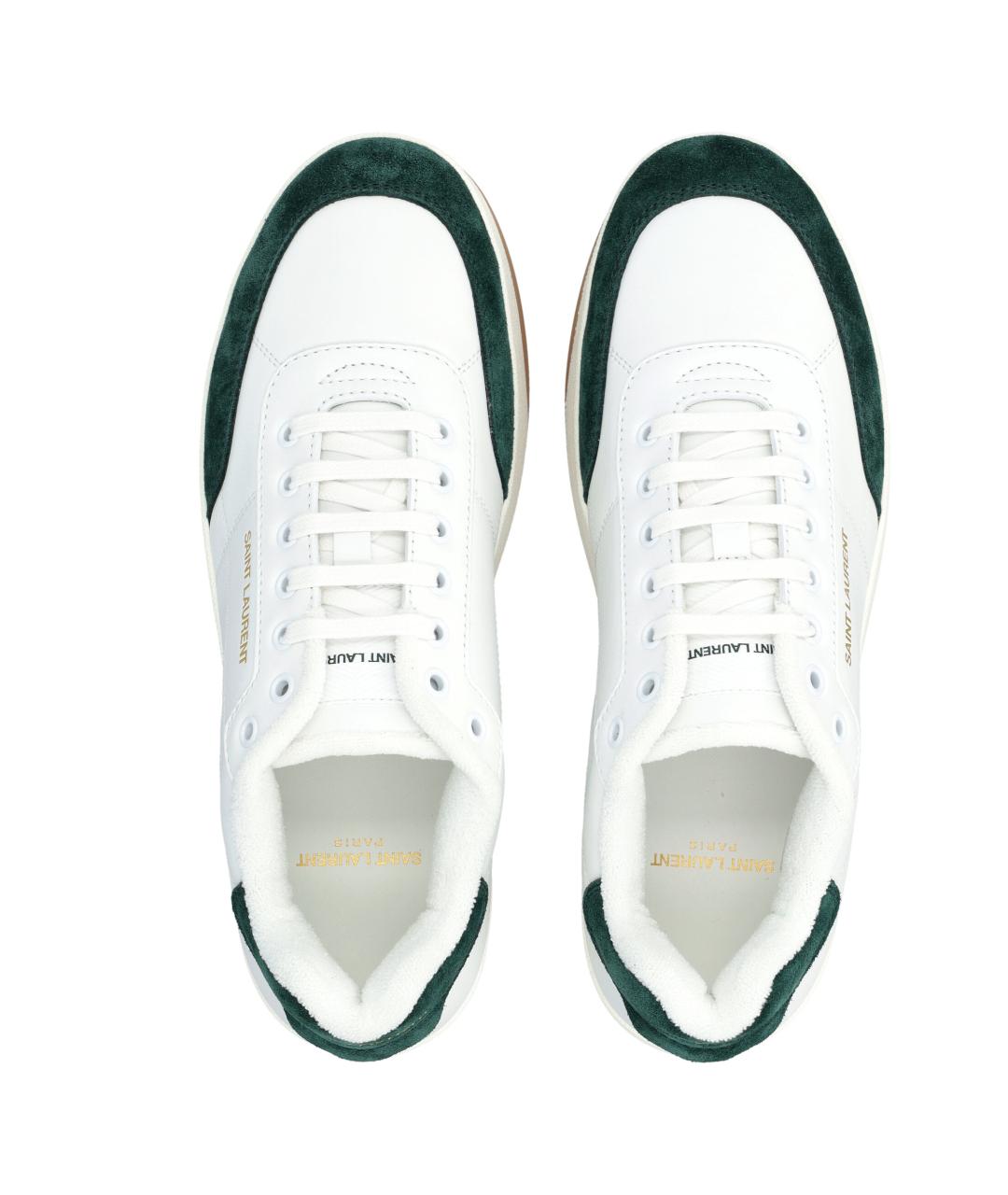 SAINT LAURENT Белые кожаные низкие кроссовки / кеды, фото 2