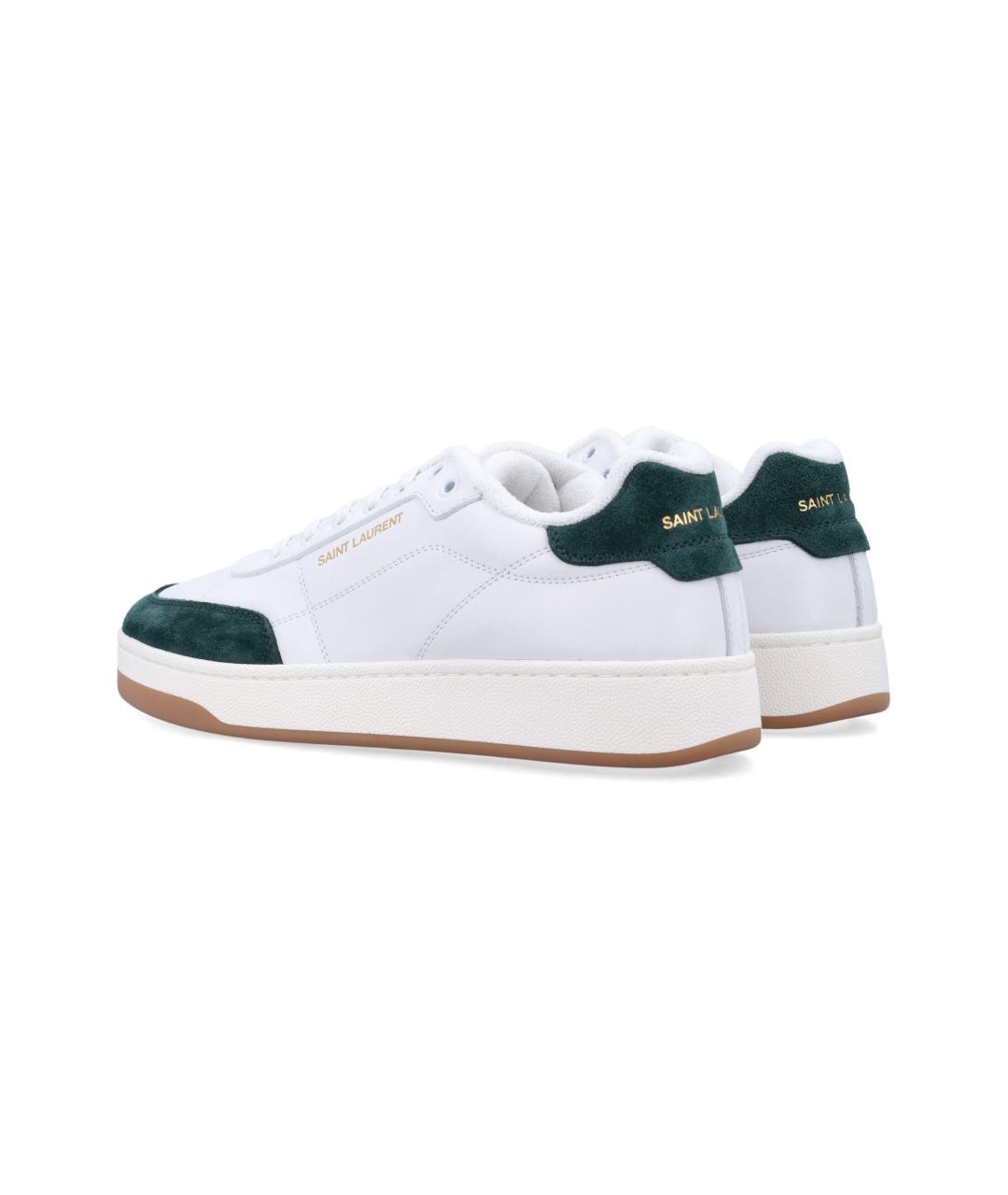 SAINT LAURENT Белые кожаные низкие кроссовки / кеды, фото 4