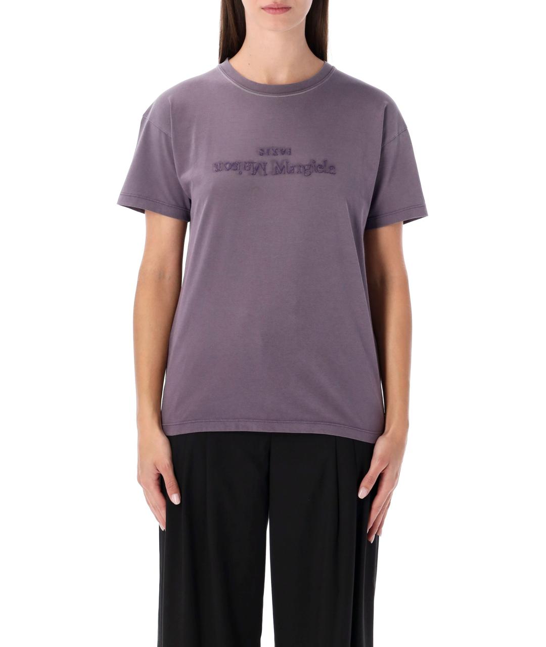 MAISON MARGIELA Фиолетовая хлопковая футболка, фото 2