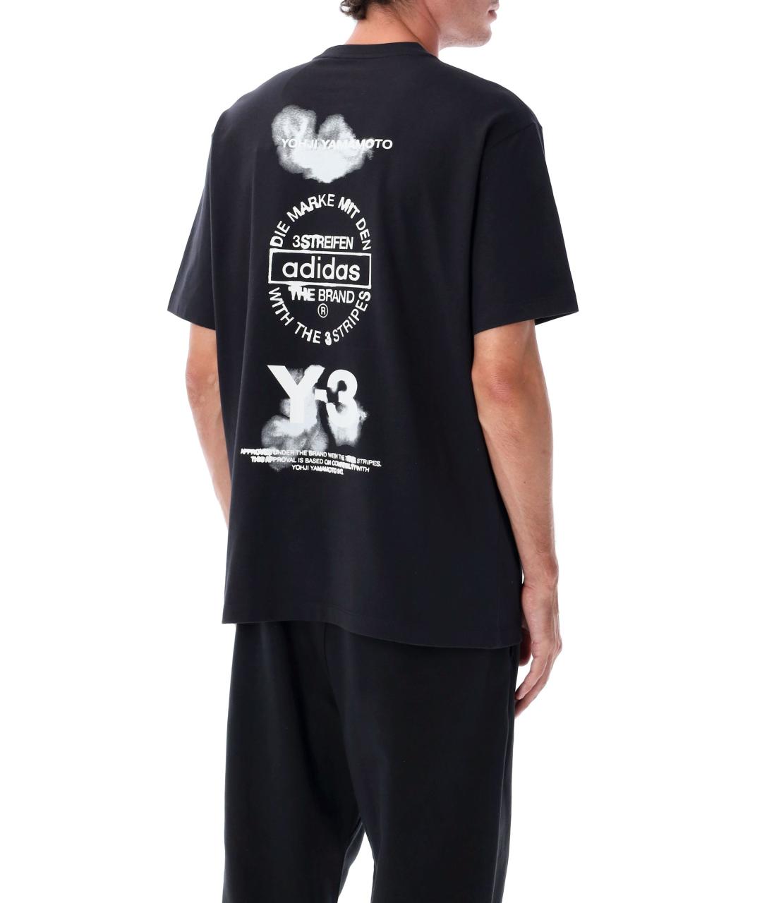 Y-3 Черная хлопковая футболка, фото 2