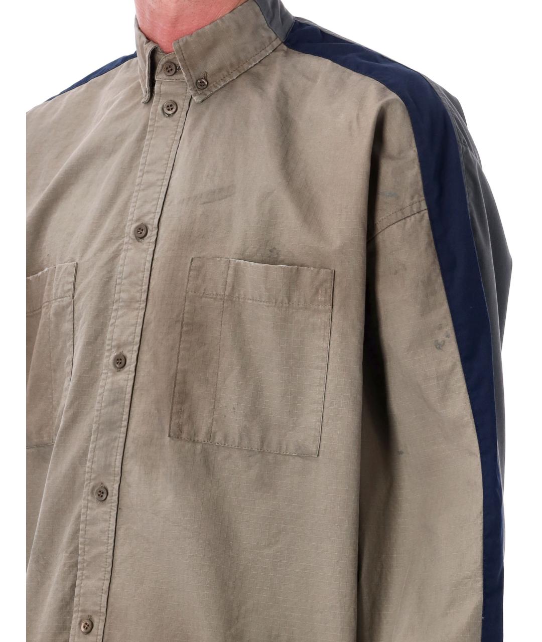 BALENCIAGA Бежевая хлопковая кэжуал рубашка, фото 4