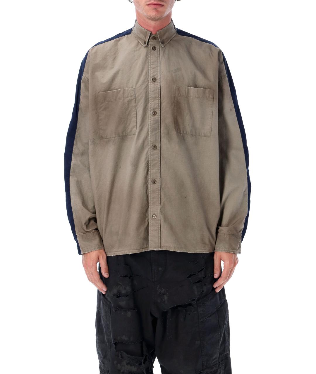 BALENCIAGA Бежевая хлопковая кэжуал рубашка, фото 2