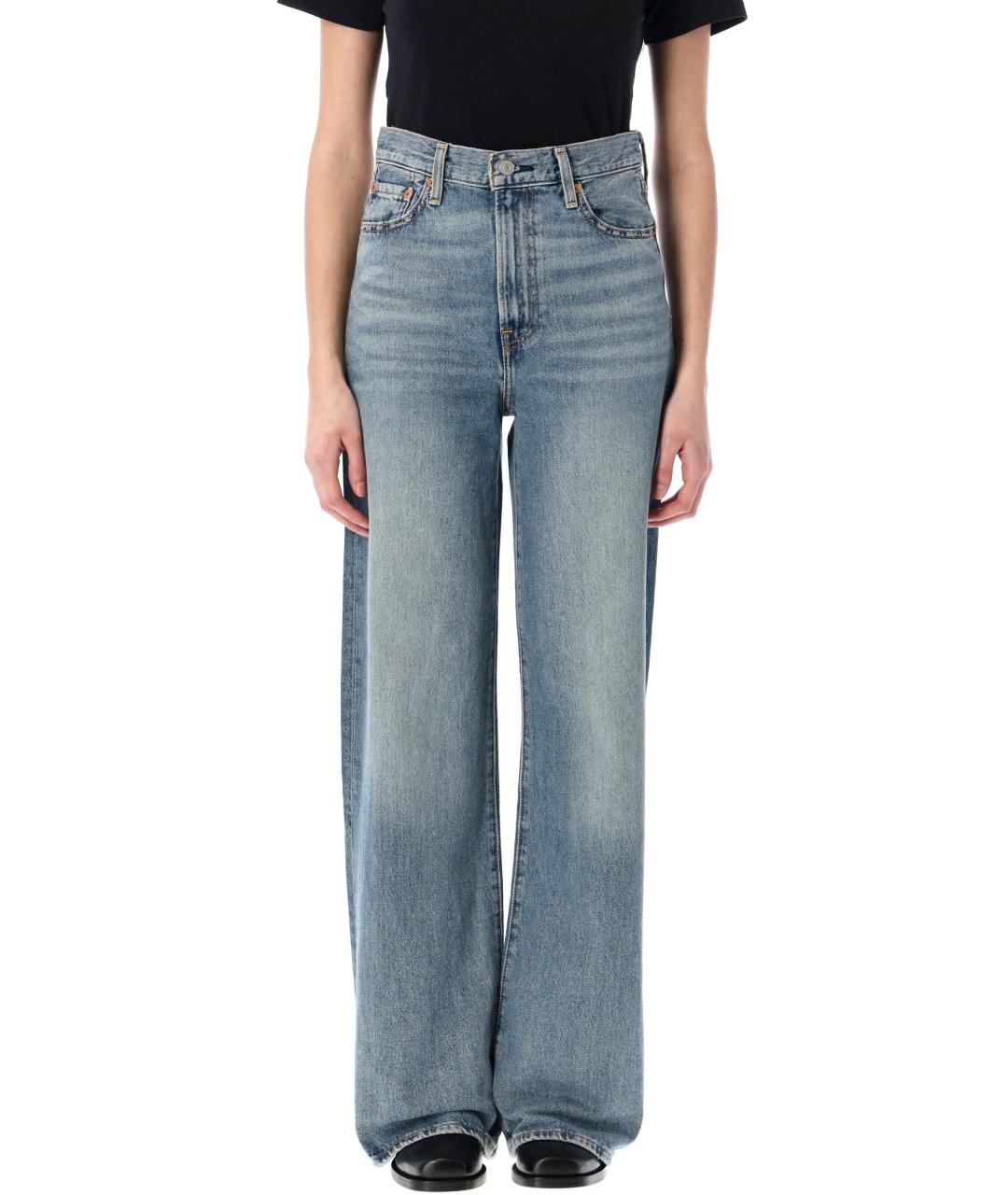 LEVI'S Голубые хлопковые прямые джинсы, фото 2