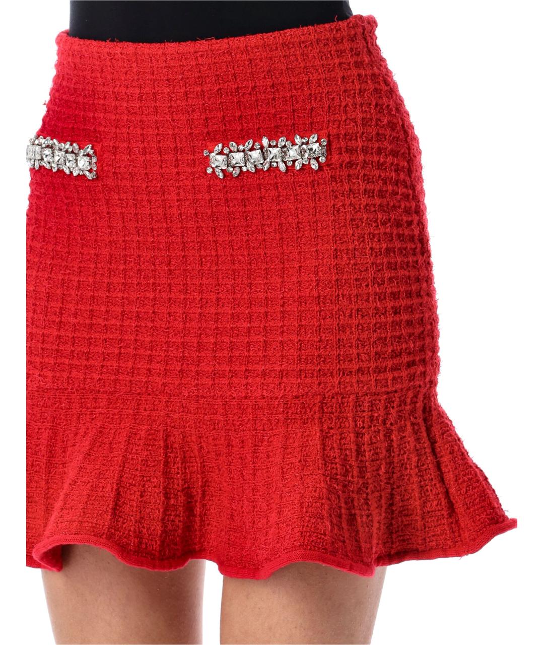 SELF-PORTRAIT Красная полиэстеровая юбка мини, фото 3