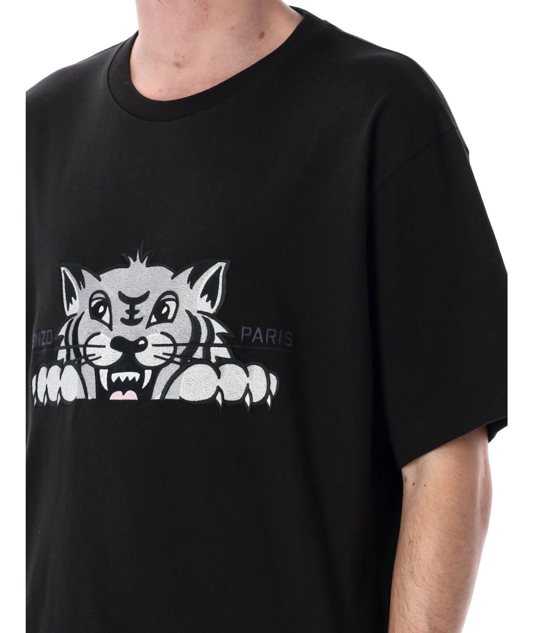 KENZO Черная хлопковая футболка, фото 4