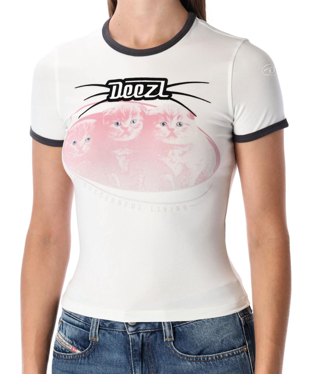 DIESEL Белая хлопковая футболка, фото 3