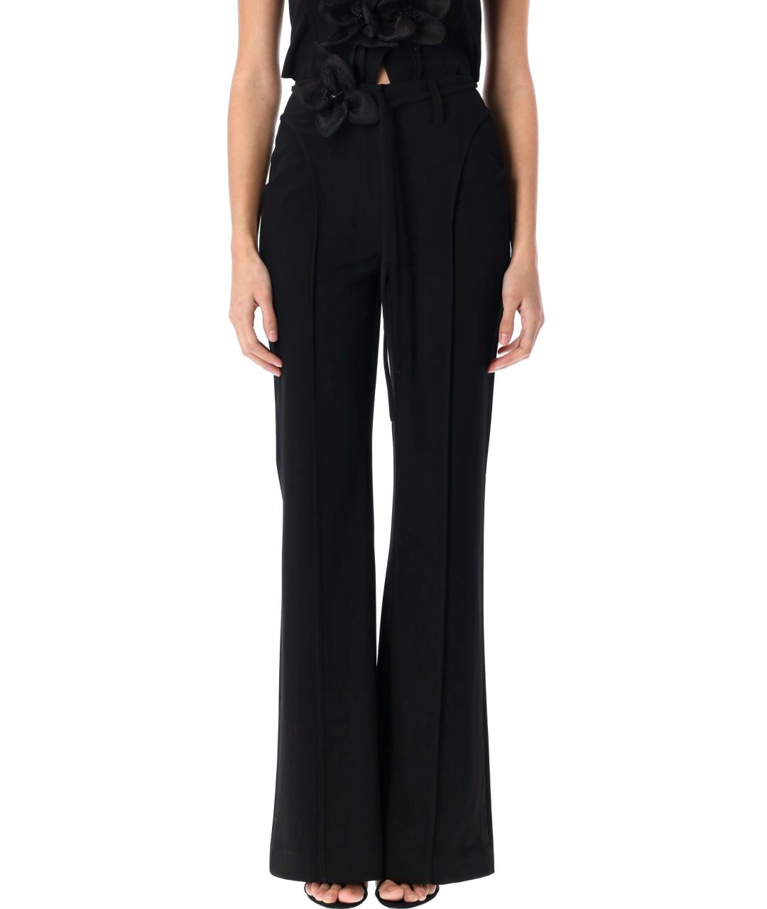 ROTATE Черные полиэстеровые прямые брюки, фото 2