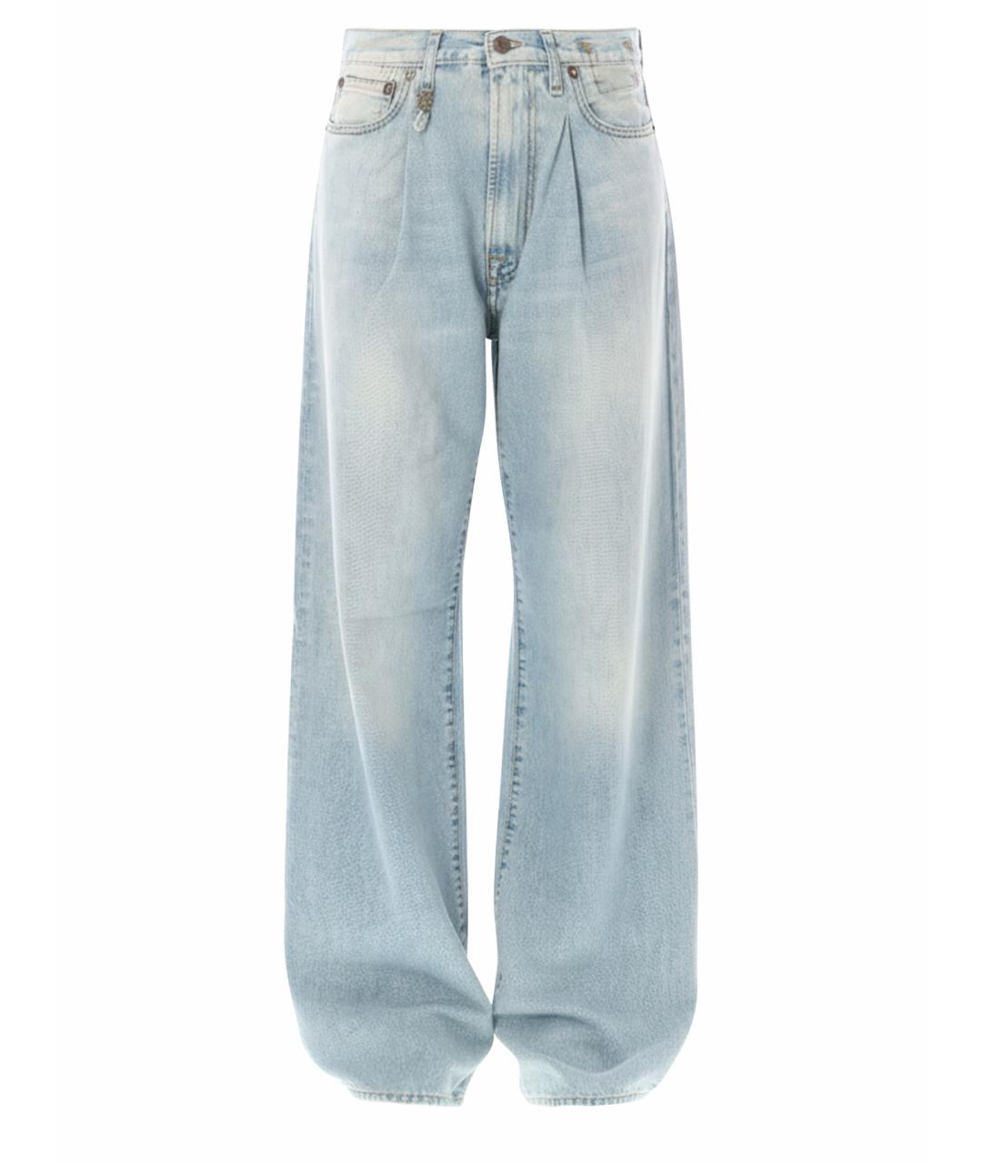 R13 Голубые хлопковые прямые джинсы, фото 1