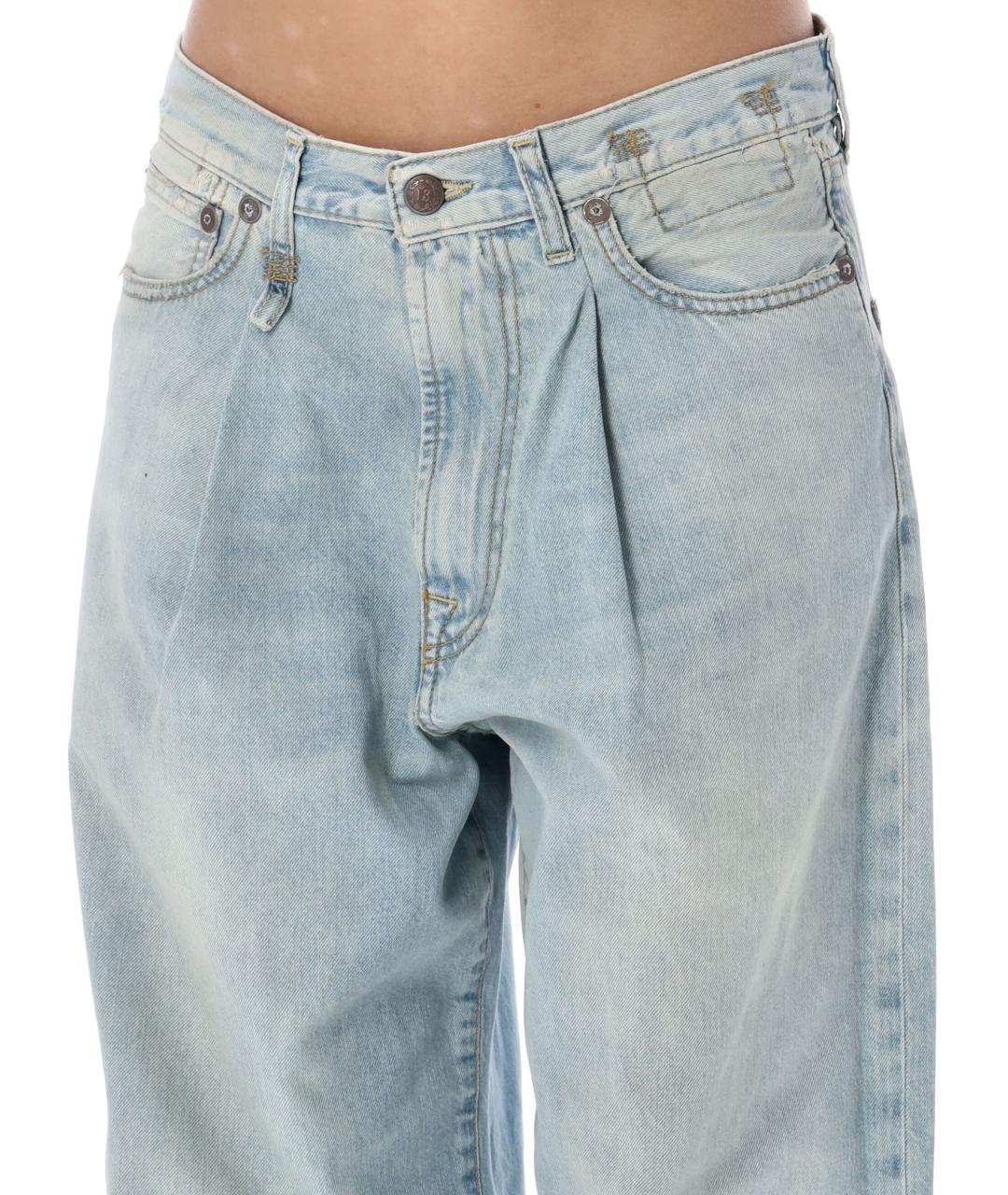 R13 Голубые хлопковые прямые джинсы, фото 3