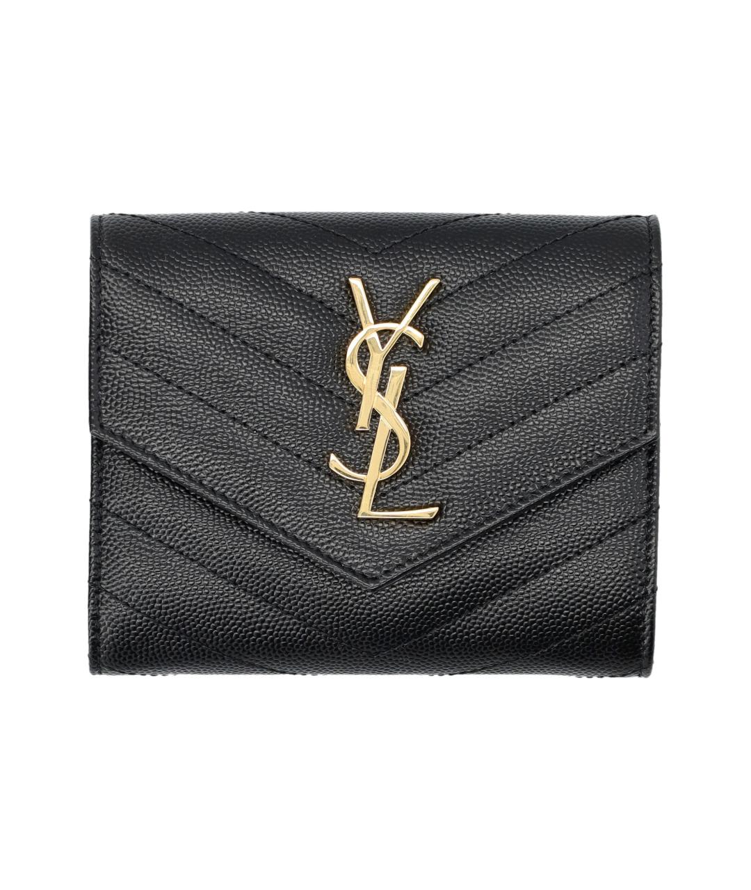 SAINT LAURENT Черный кожаный кошелек, фото 1