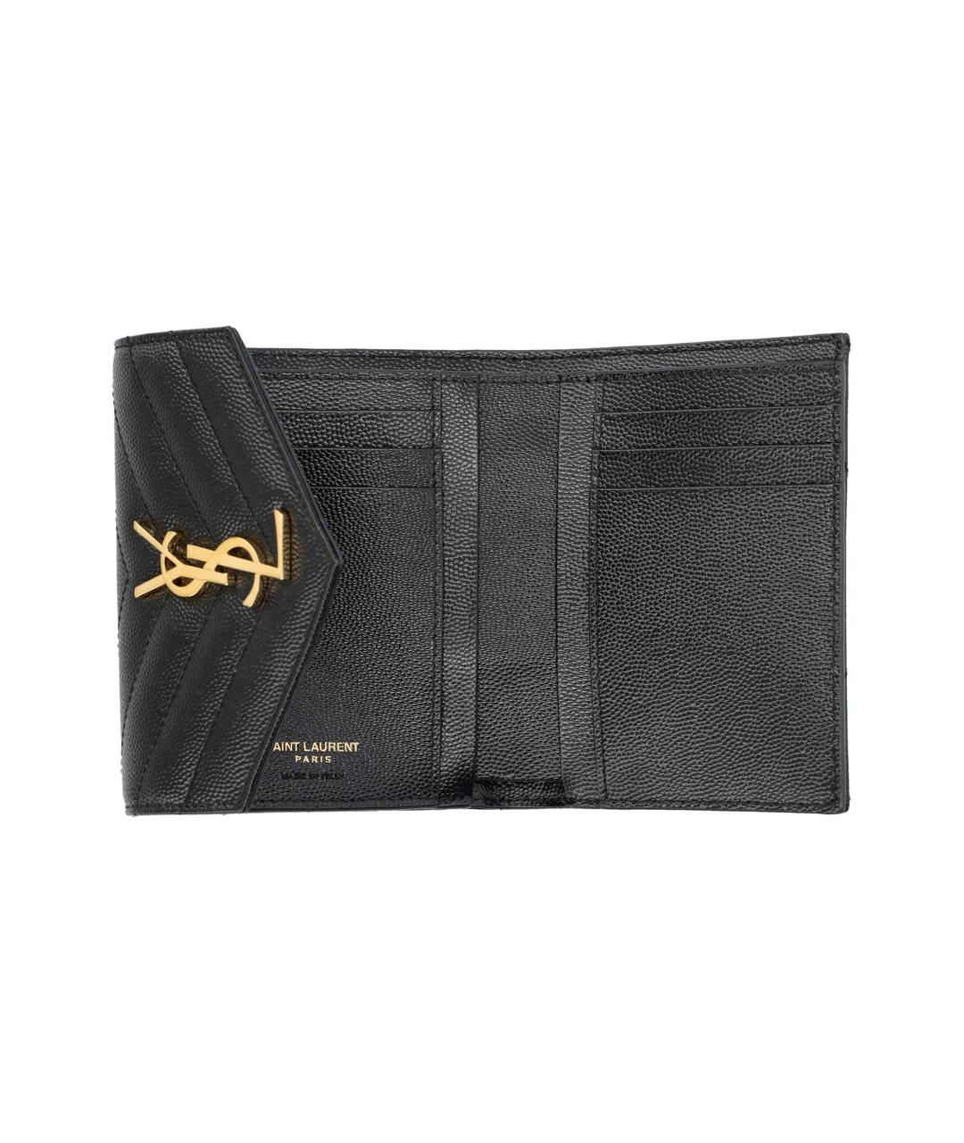 SAINT LAURENT Черный кожаный кошелек, фото 3