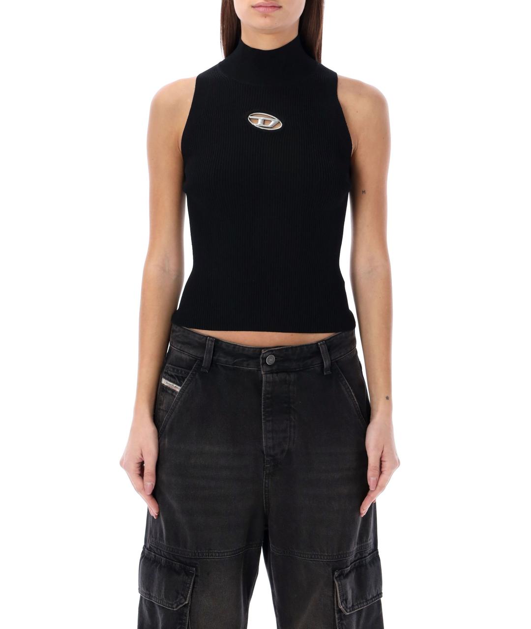 DIESEL Черная вискозная майка, фото 2