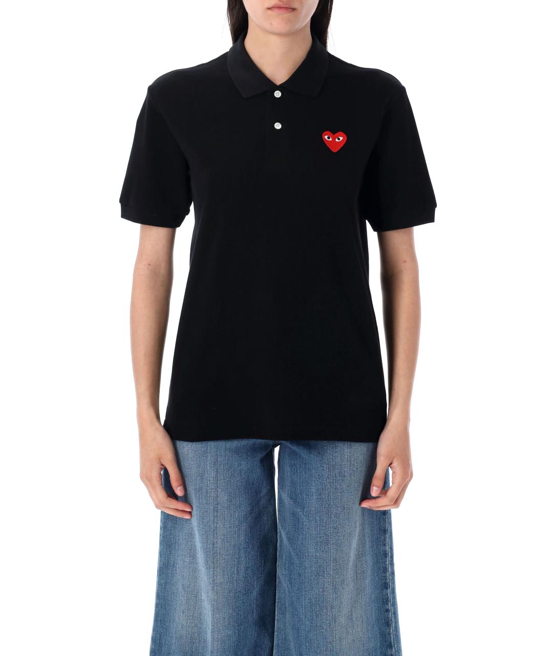 COMME DES GARÇONS PLAY Черная хлопковая футболка, фото 2