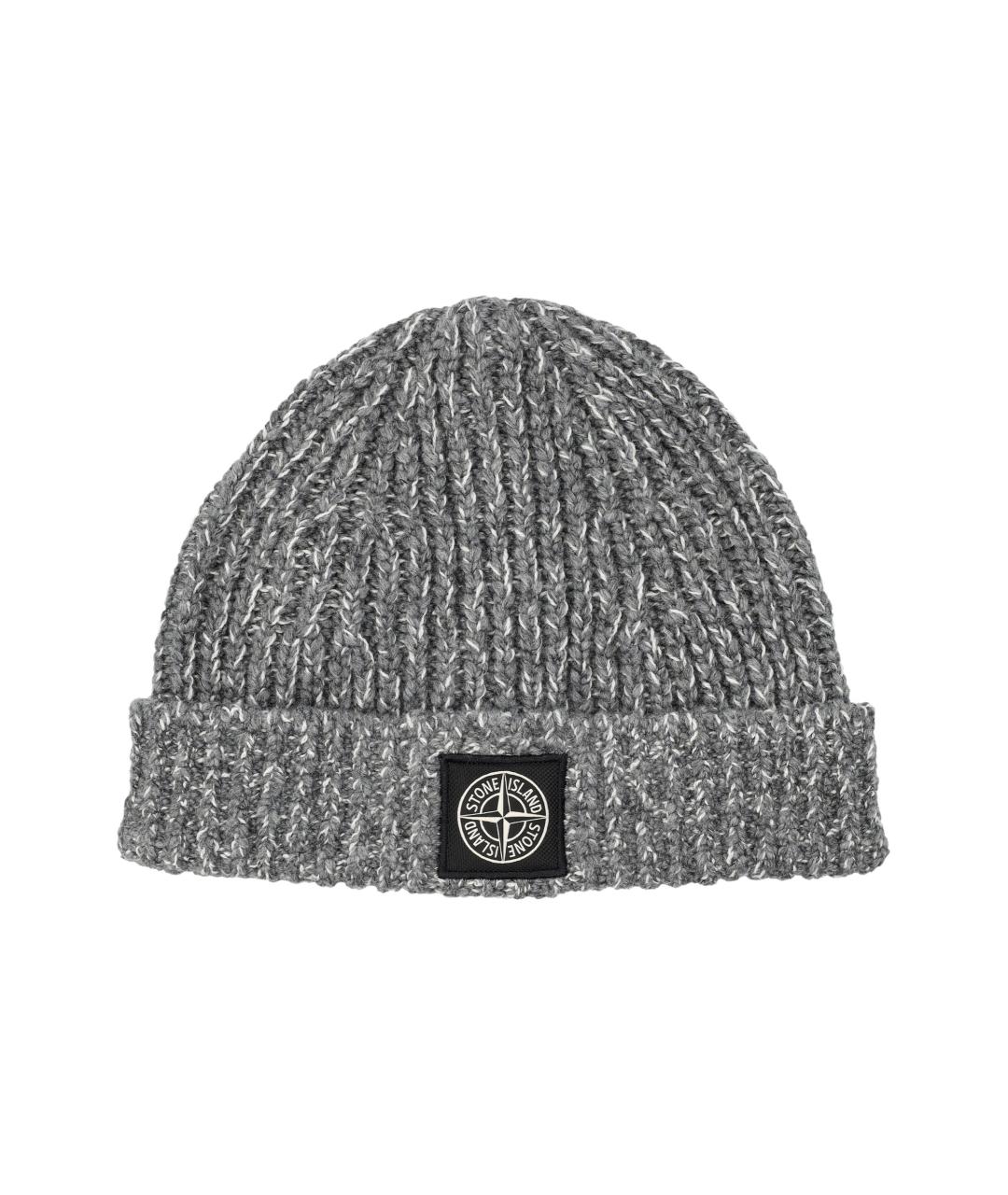 STONE ISLAND Серая шерстяная шапка, фото 1