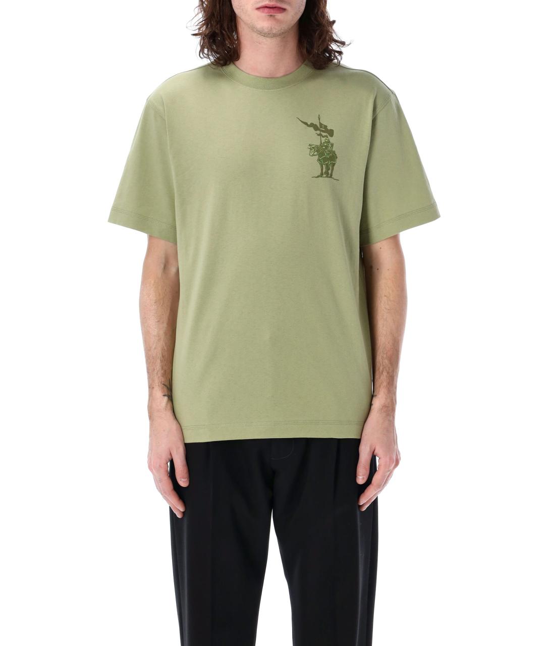 BURBERRY Зеленая хлопковая футболка, фото 4