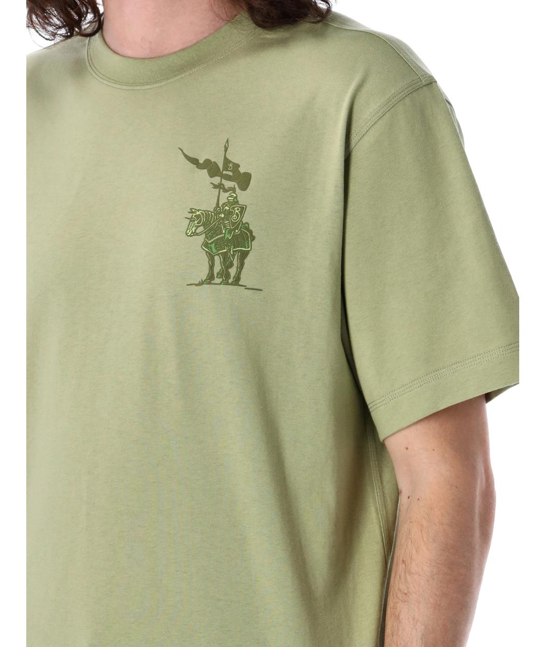 BURBERRY Зеленая хлопковая футболка, фото 3