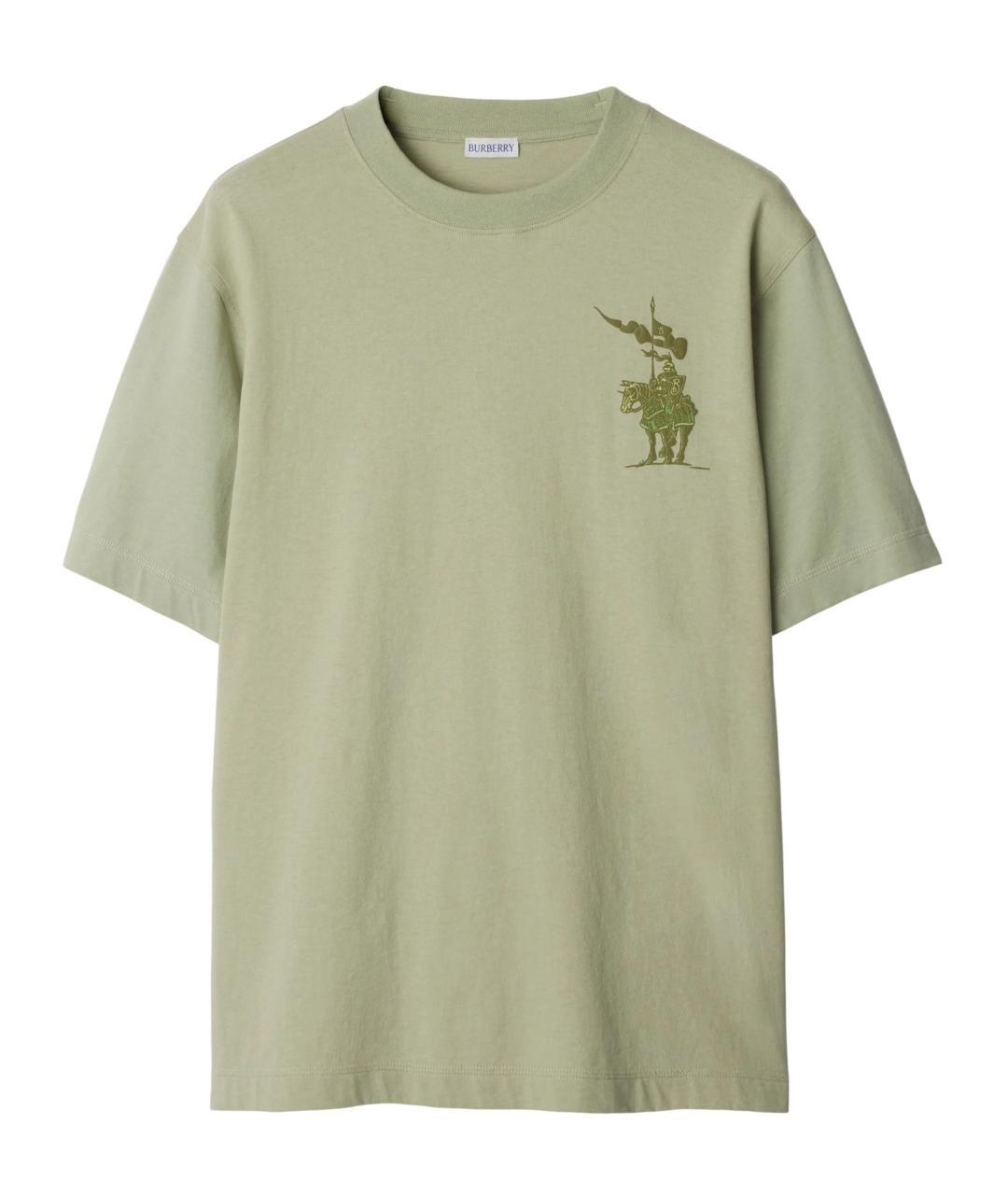 BURBERRY Зеленая хлопковая футболка, фото 1