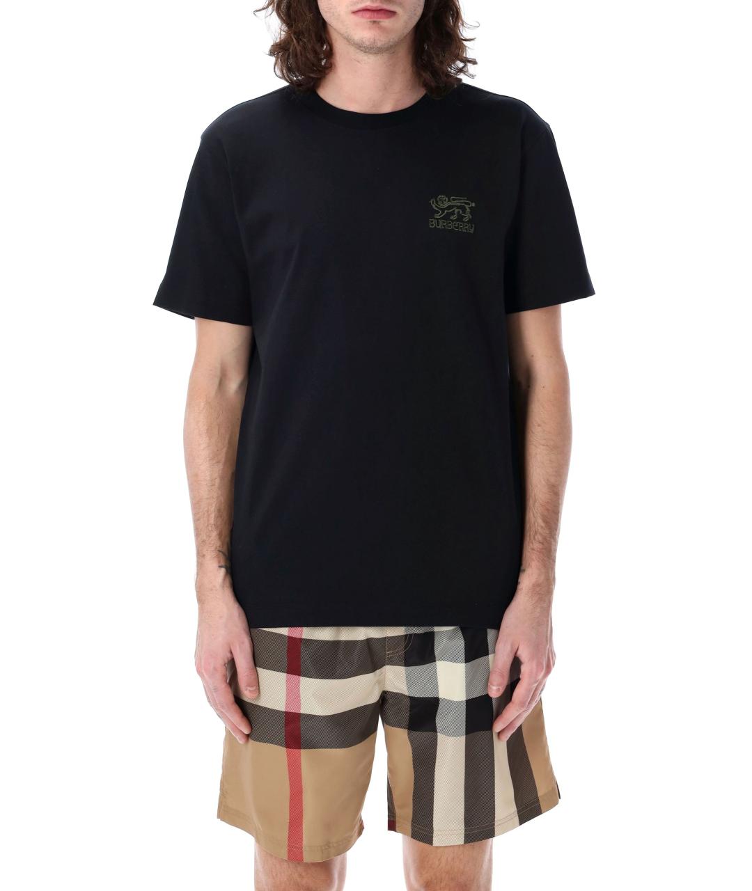 BURBERRY Черная хлопковая футболка, фото 4