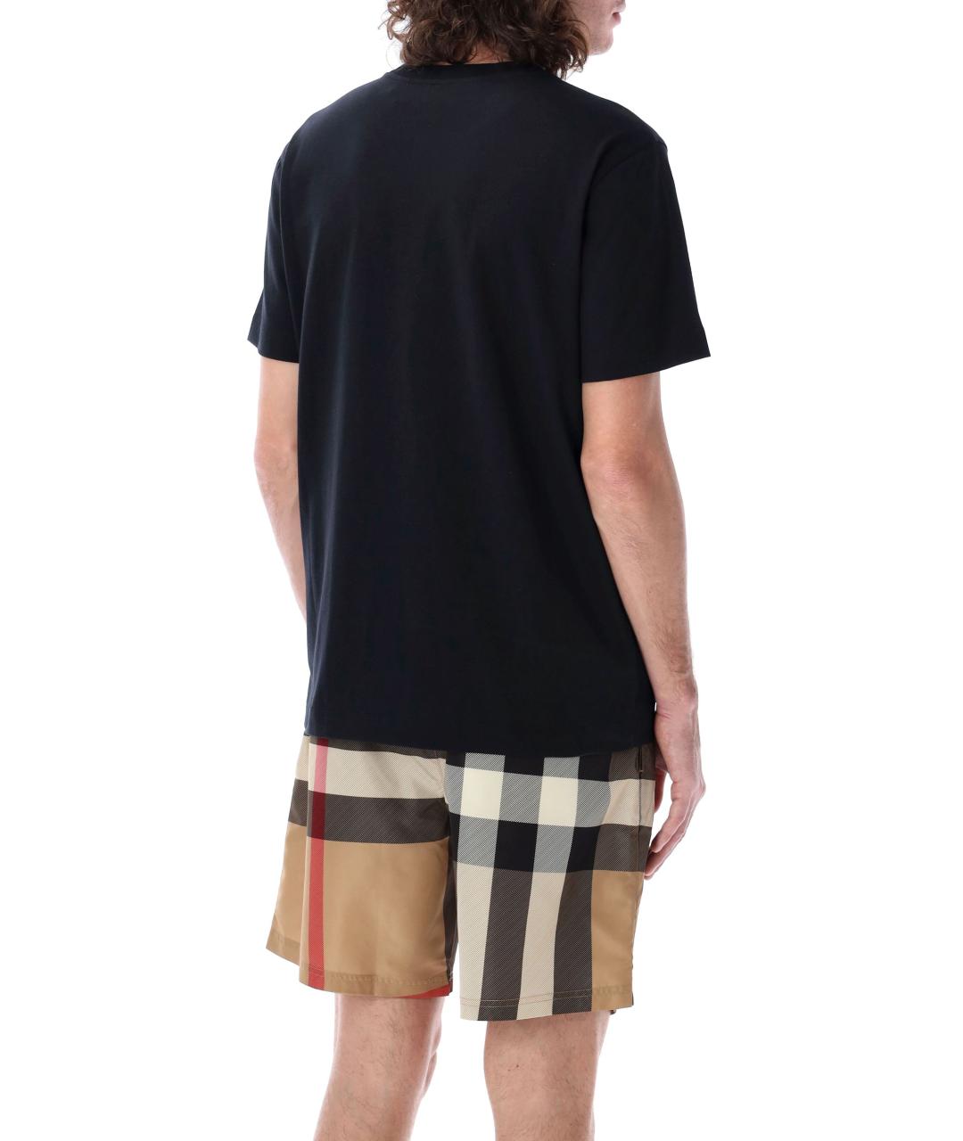 BURBERRY Черная хлопковая футболка, фото 2