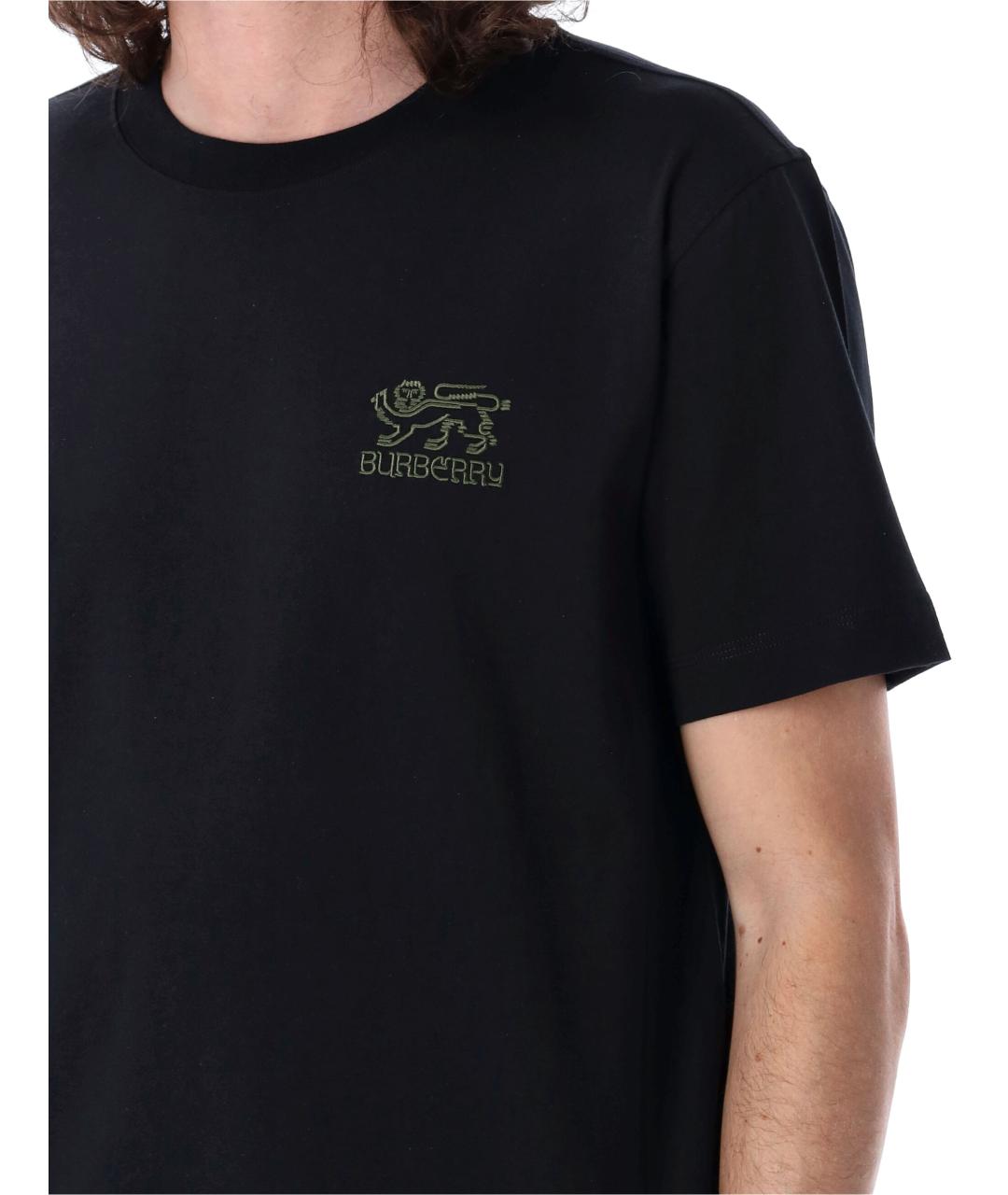 BURBERRY Черная хлопковая футболка, фото 3