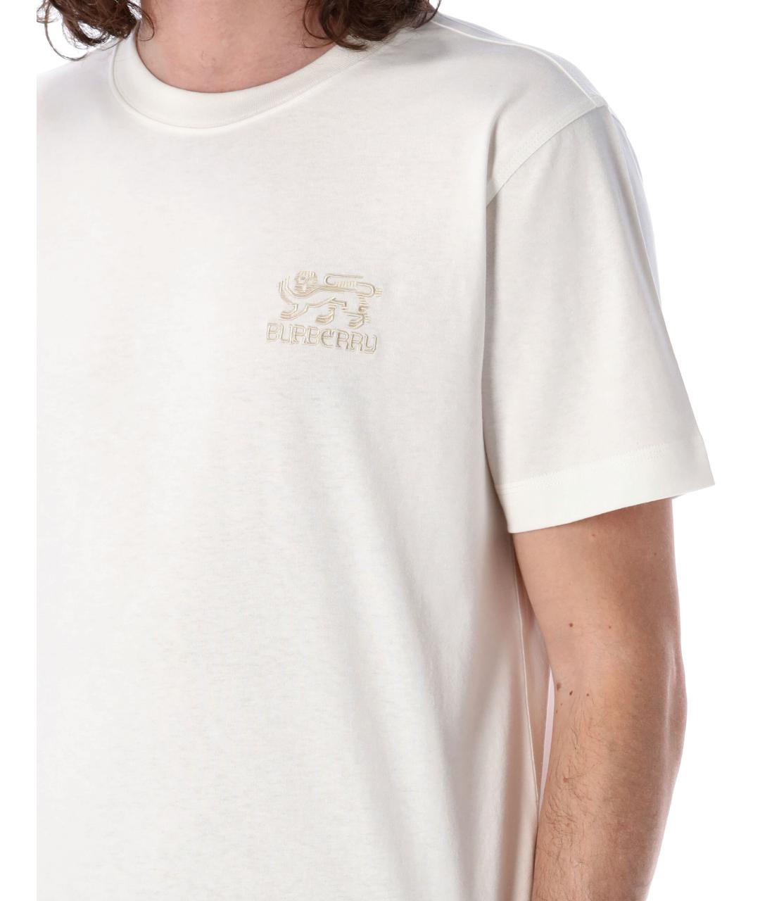 BURBERRY Белая хлопковая футболка, фото 3