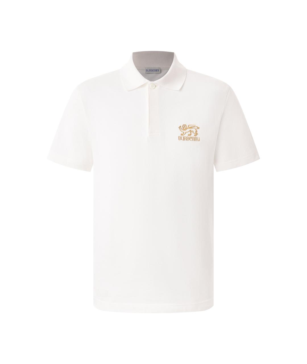 BURBERRY Белое хлопковое поло с коротким рукавом, фото 1